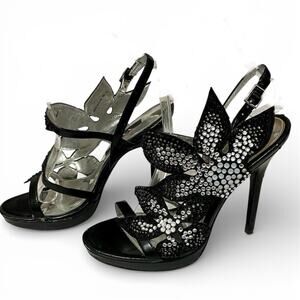 Nina Embellished High Heel Sandals Size 8 M Women Black Bryyce Dressy Party